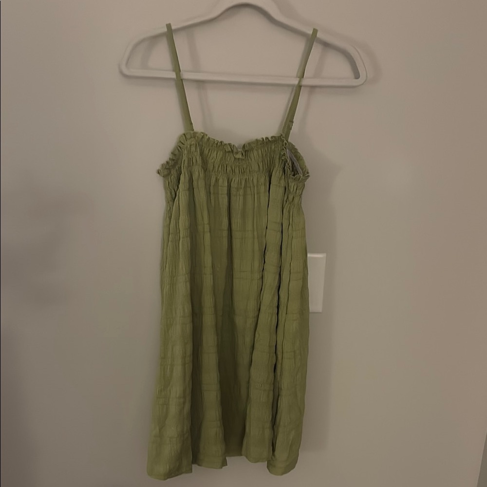Amazon Green Ruched Mini Sundress